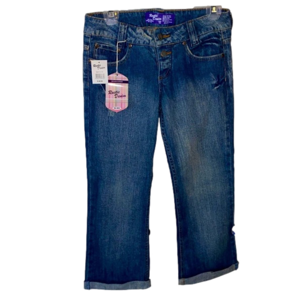 Brand new low waisted vintage rustic denim straight leg jeans size 7/8.
